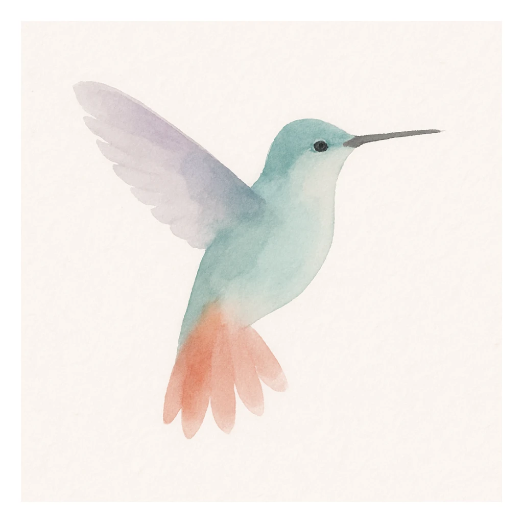 hummingbird, watercolor style, soft colors, artistic impression sticker