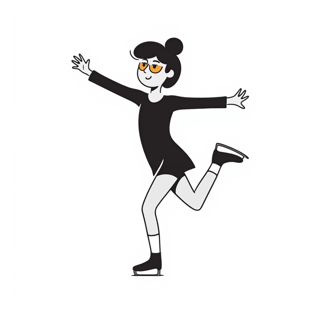 A figure skater girl with orange eye patches under her eyes sticker