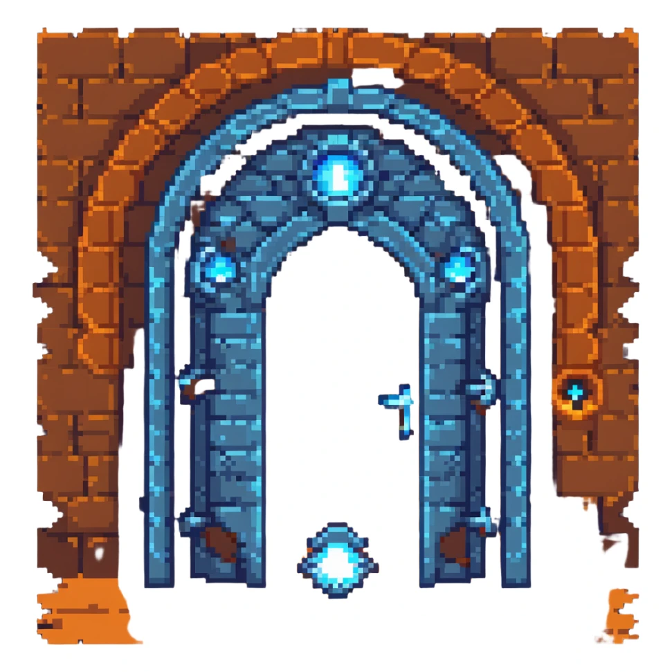Blue dungeon gate from Solo Leveling, glowing mystical portal sticker