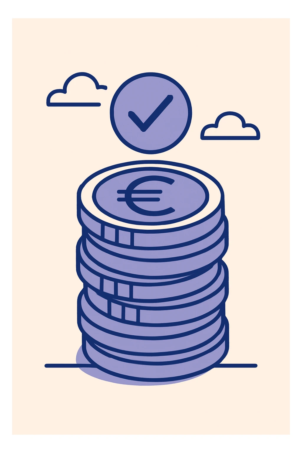 a stack of euro coins, representing excellent money habits, clean modern style sticker