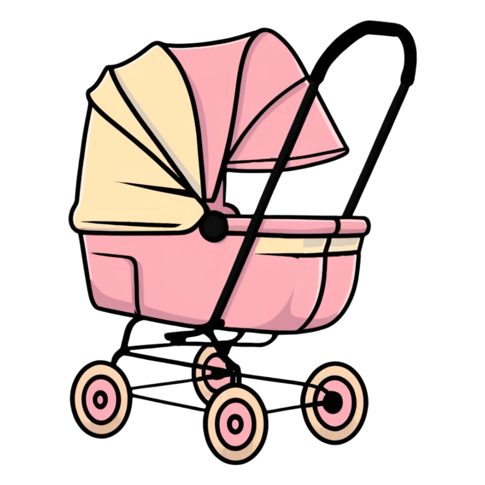 baby stroller with pink gradient and beige accents sticker