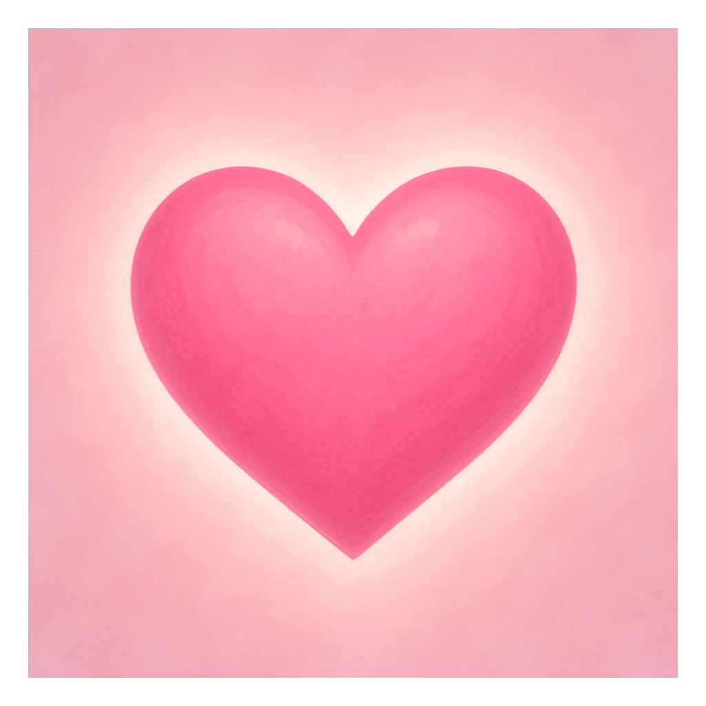 pink heart with a soft glow, digital illustration, gpt-image style sticker