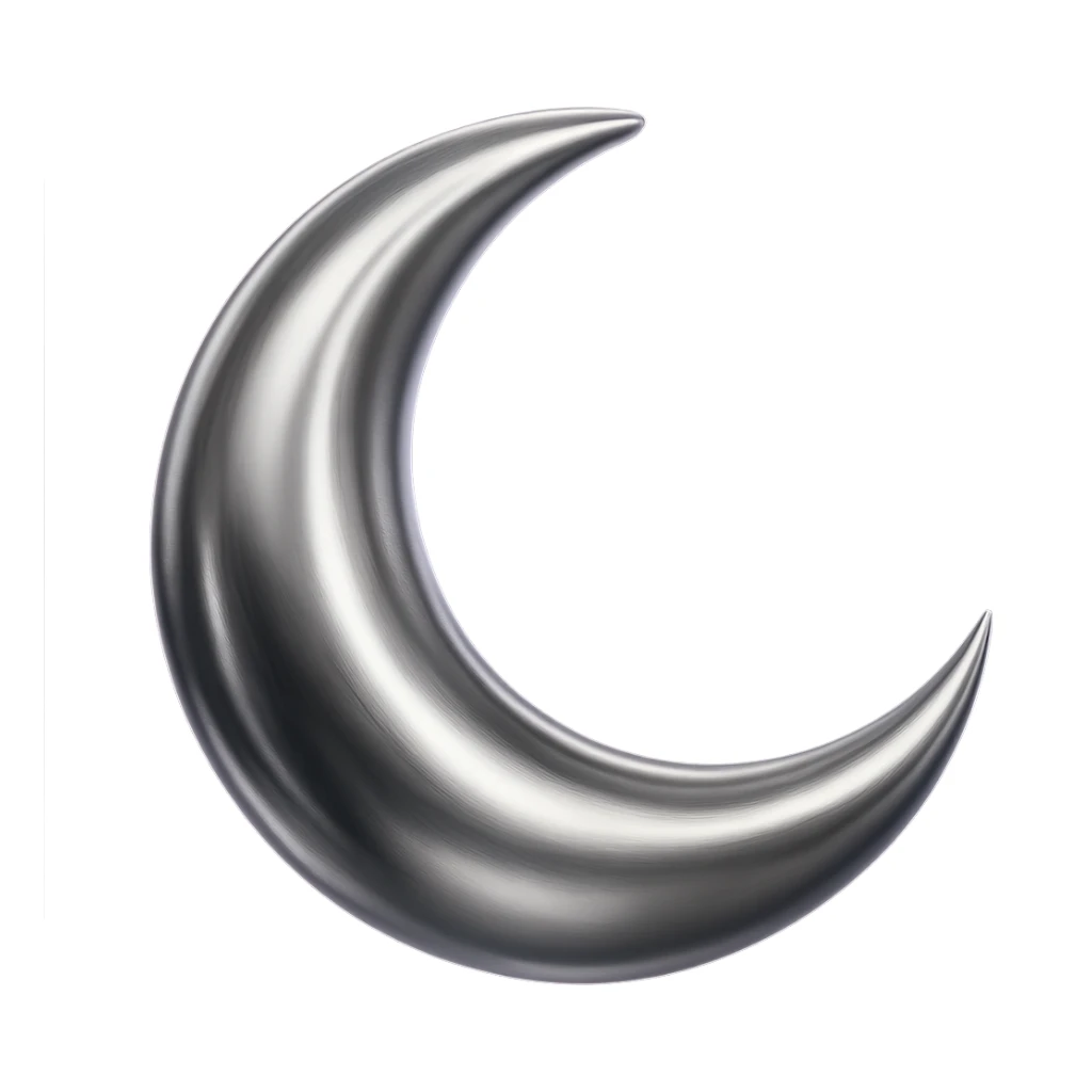 Add a subtle purple glow to the chrome moon icon, keep the background transparent. sticker