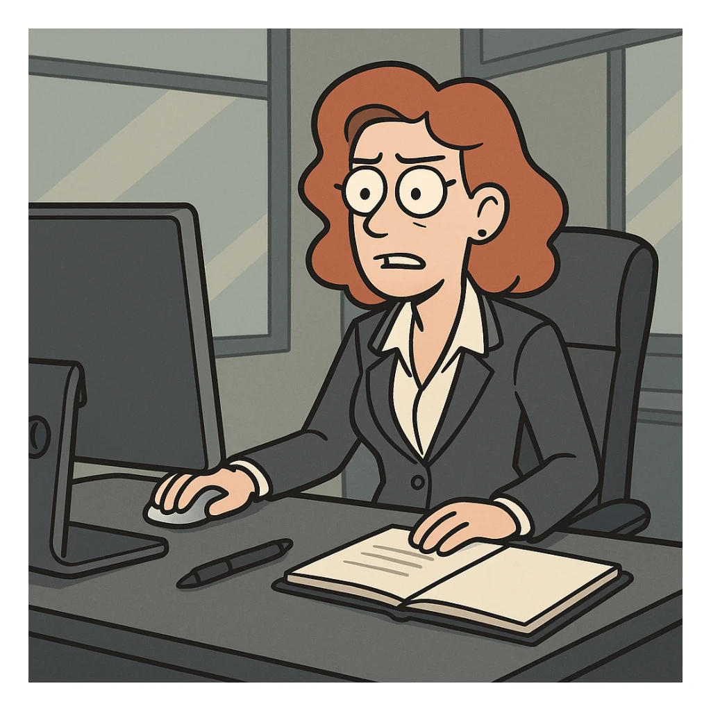 a setup with a computer, a mouse, a pen, and a notebook, professional office, sleek and high-tech, businesslike sticker