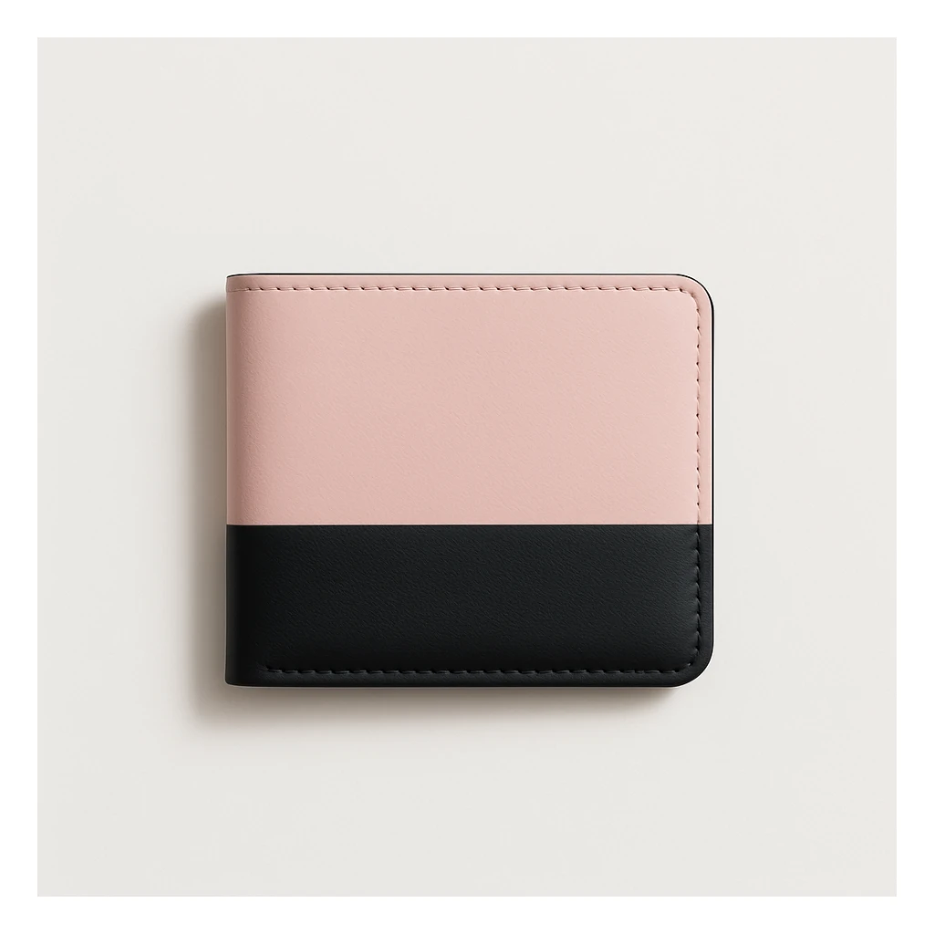 minimal pink and black wallet on white background, no text sticker