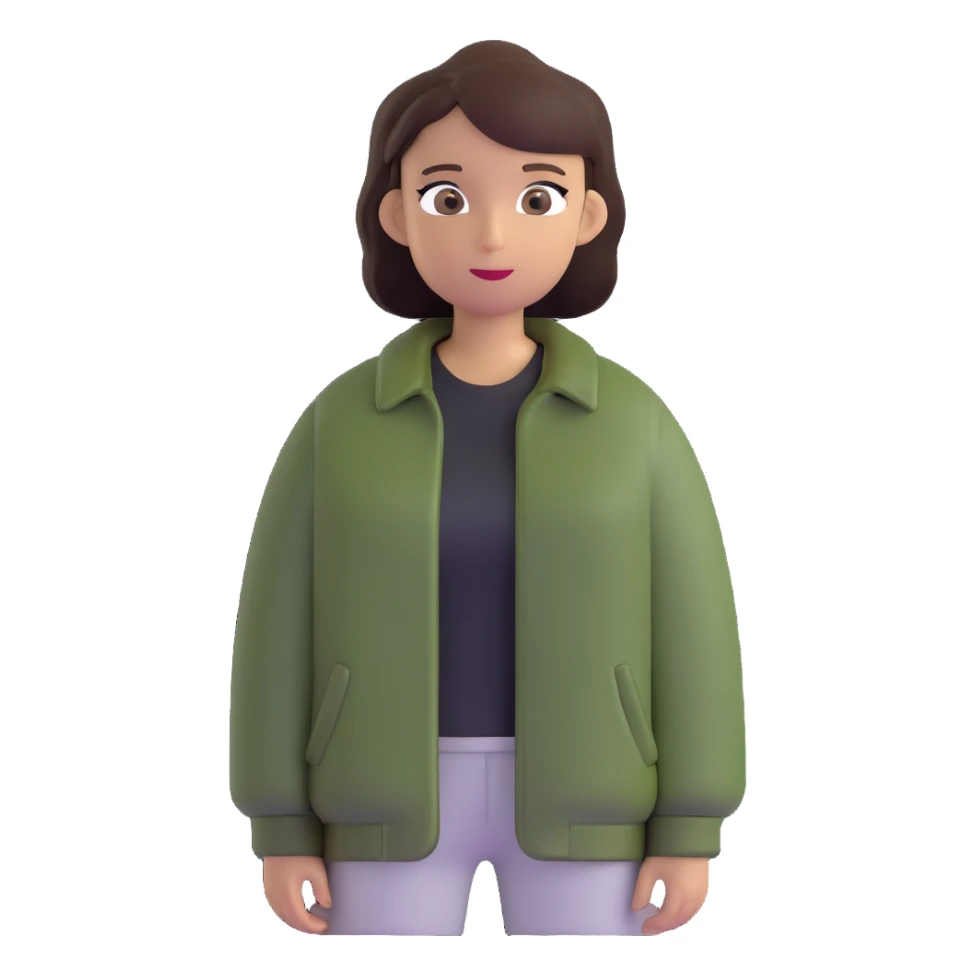 dark olive green jacket over a lighter green top sticker