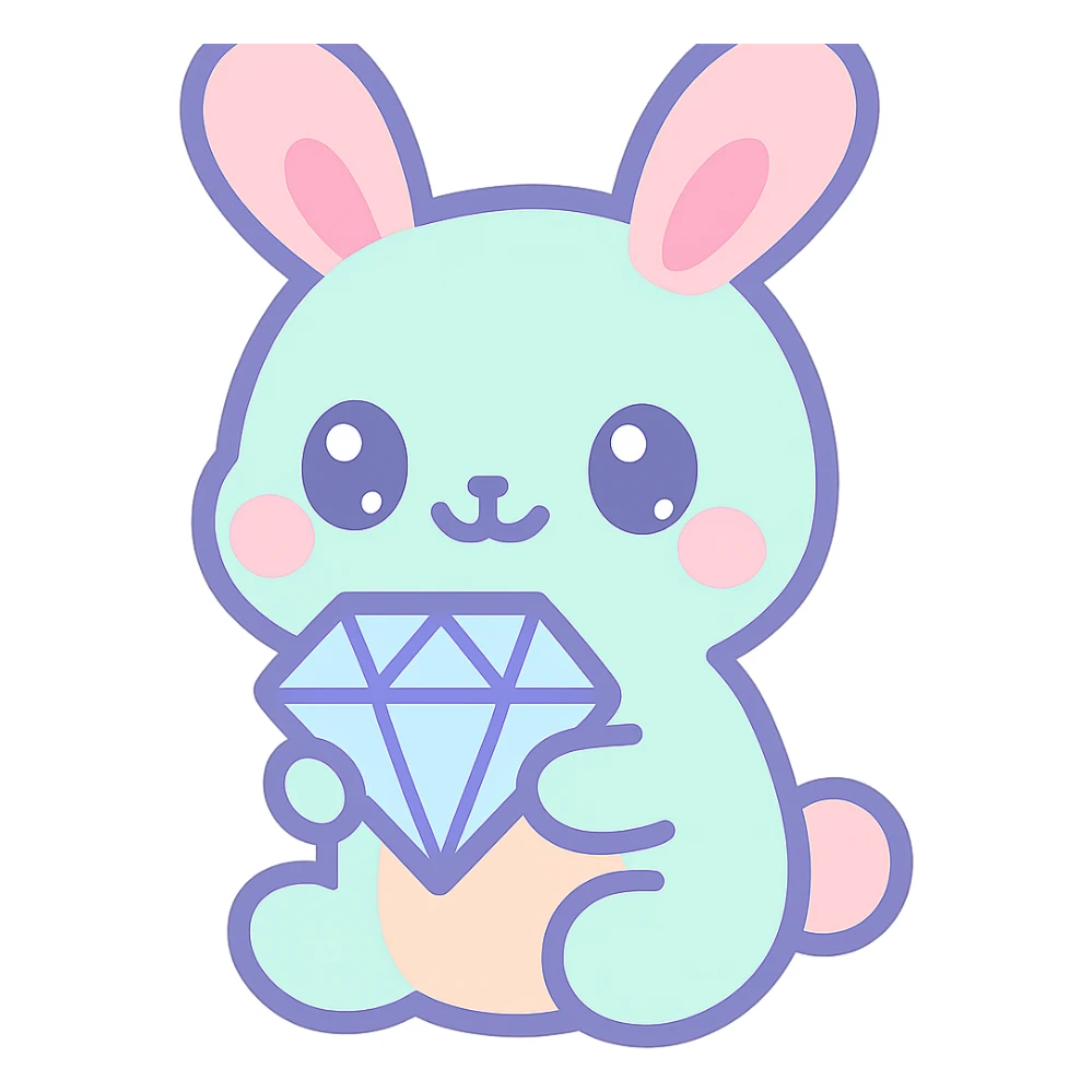 cute animal holding a diamond, kawaii style, adorable and charming sticker