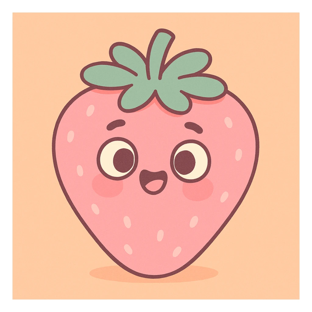 pink strawberry with a cute face, soft colors and friendly expression, pastel toon style sticker