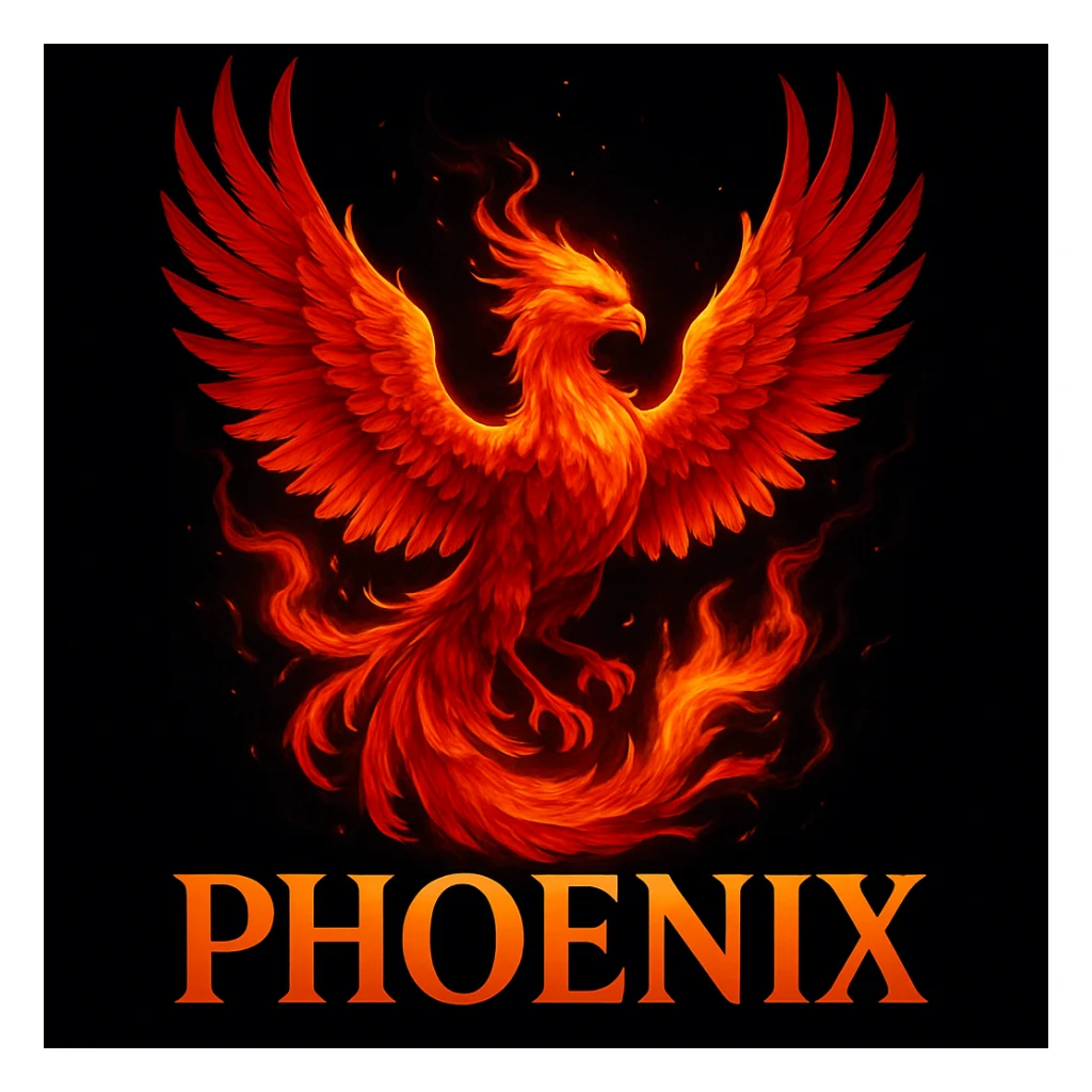 make image of phoenix with title, black background sticker