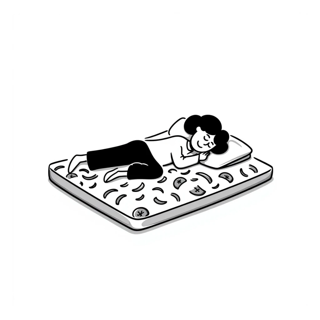 happy person napping on mattress of money sticker