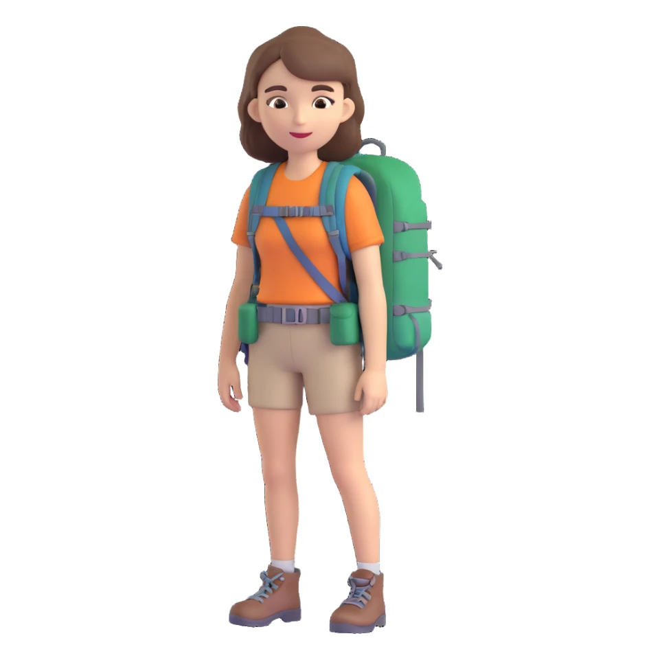 A white girl with brown hair, backpacking in the mountains sticker