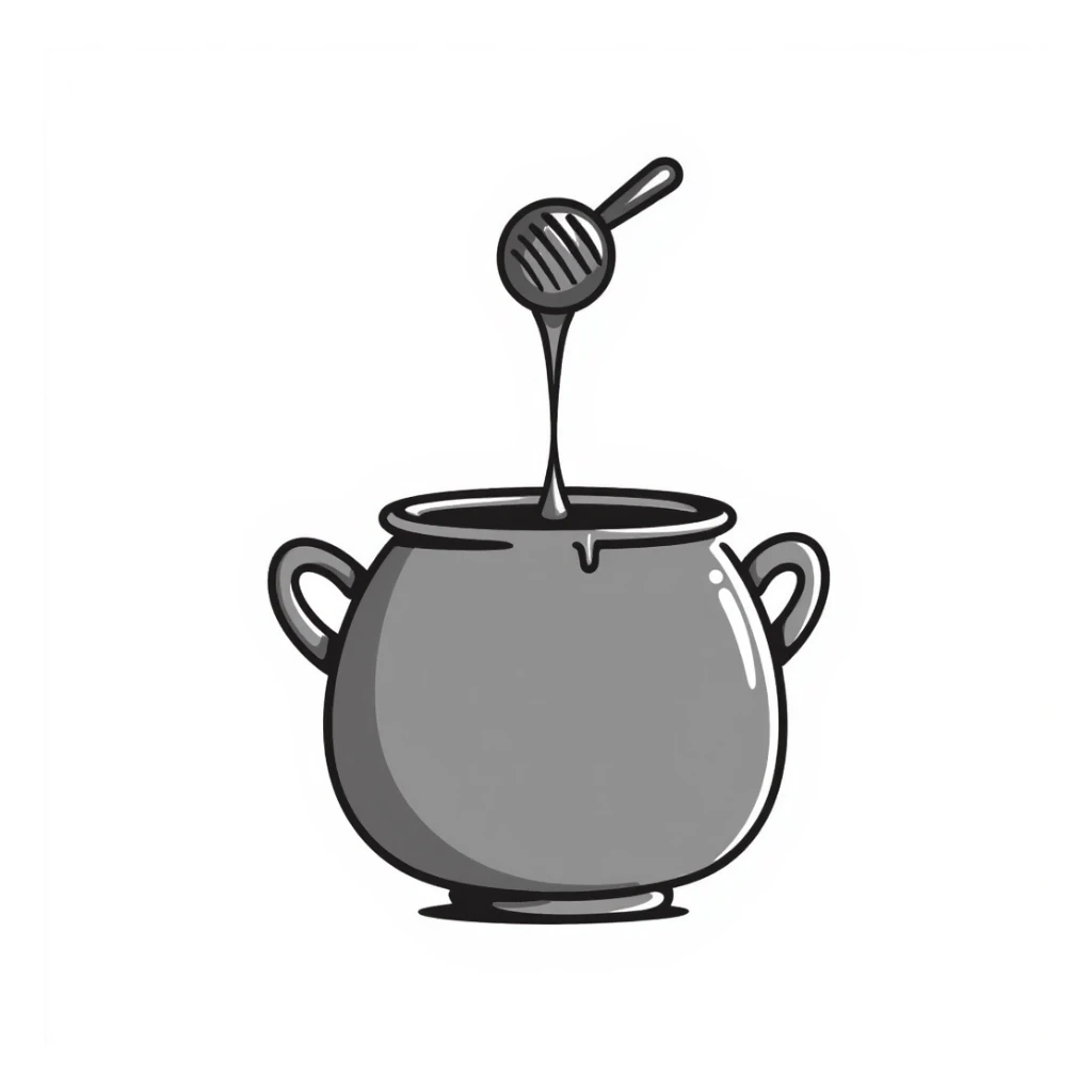 honey pot dripping, hand drawn black outline doodle sticker