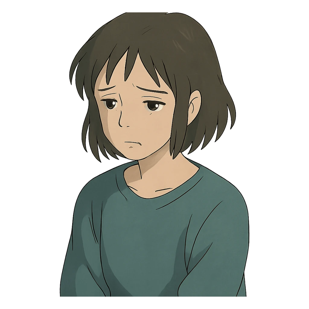 sad person in ghibli style sticker