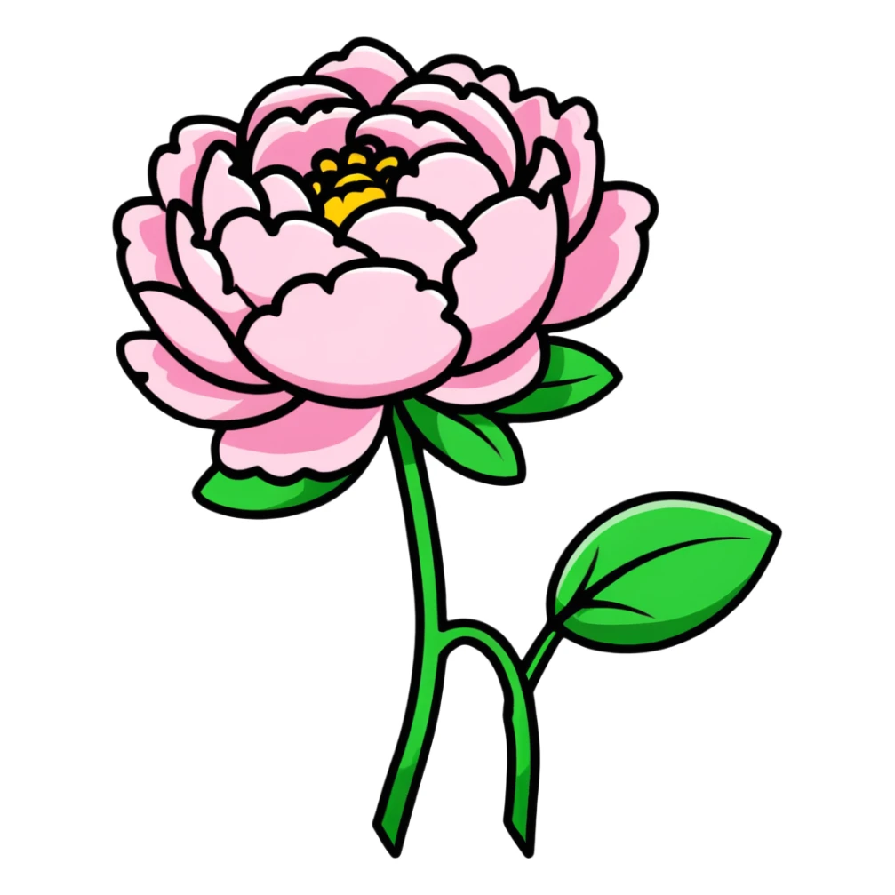 A blooming pink peony flower with ruffled petals sticker