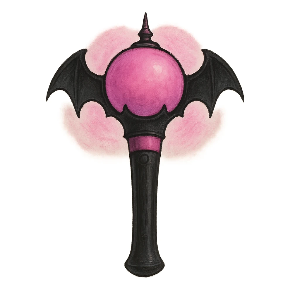BLACKPINK-inspired gothic lightstick, no hearts, dreamy and bold, black and pink colors sticker