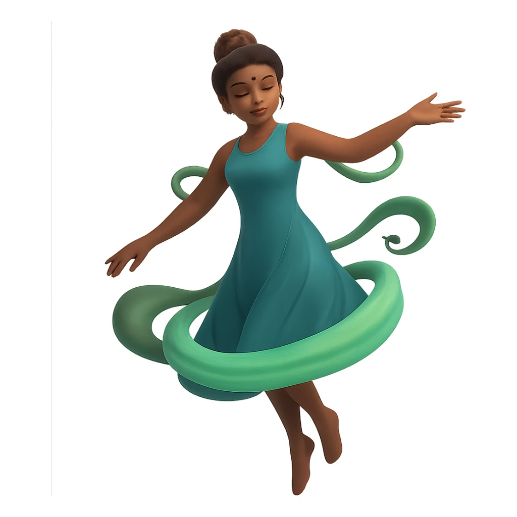 Make the person appear Indian with traditional Indian features and skin tone, keep the mystical swirling green aura as is, no background. sticker