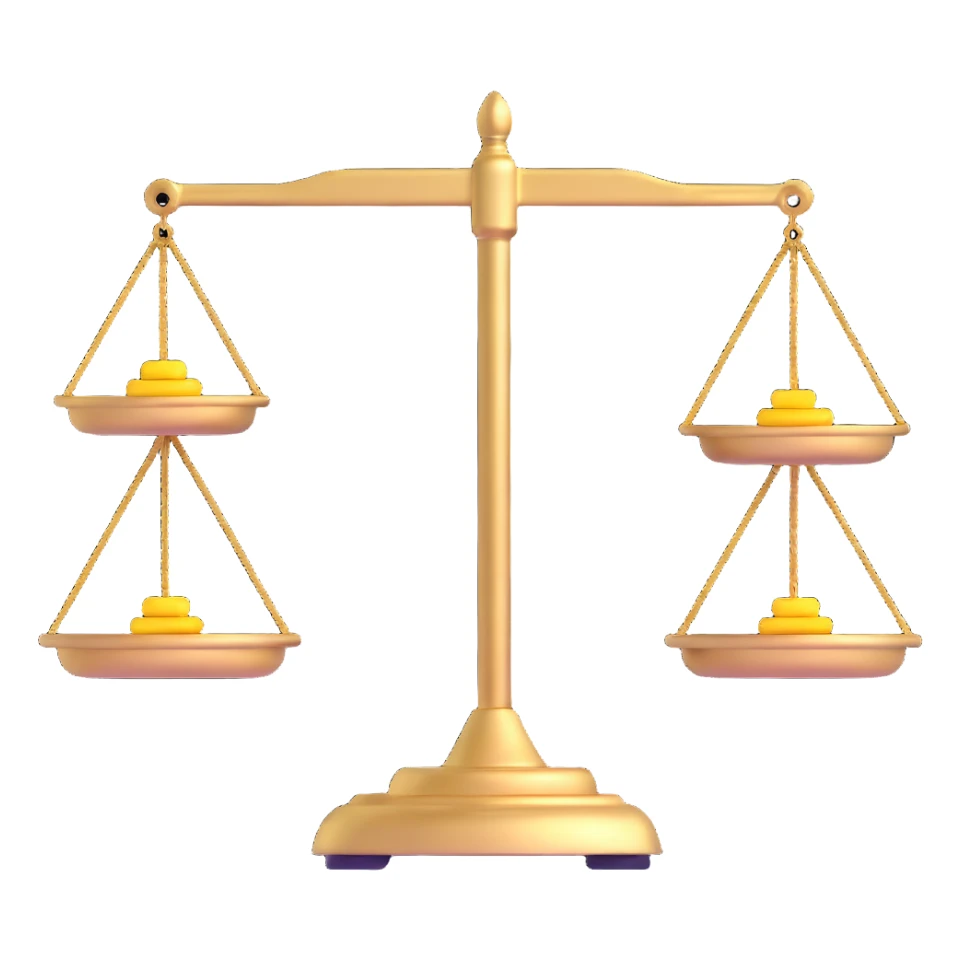 balance scale with gold in both trays sticker