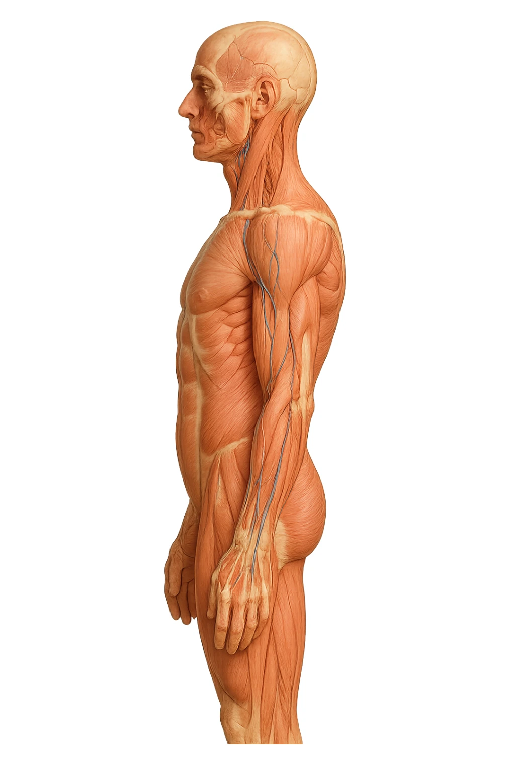 corpo umano anatomico di profilo realistico con schiena piatta, iperrealistico 4k sticker