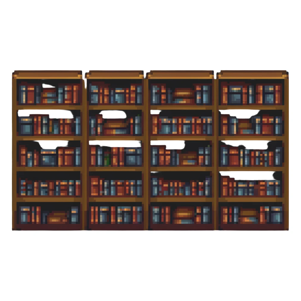library with bookshelves sticker