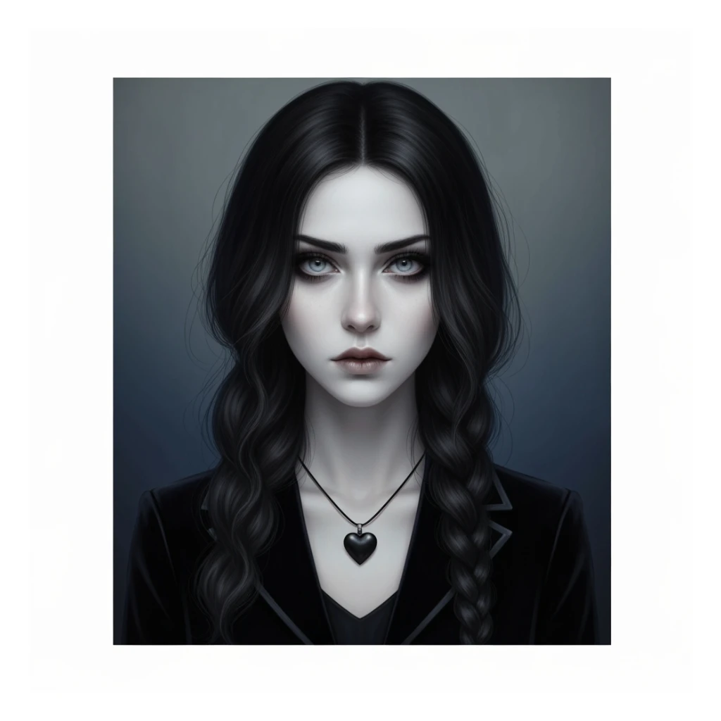 goth profile picture with a heart accent, cute, expressive, minimal, variation 3 sticker