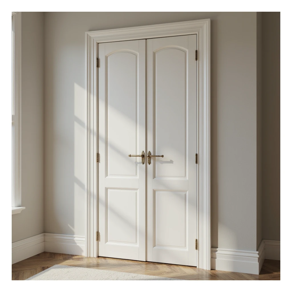 A realistic wardrobe with double doors and a handle, photorealistic style. sticker