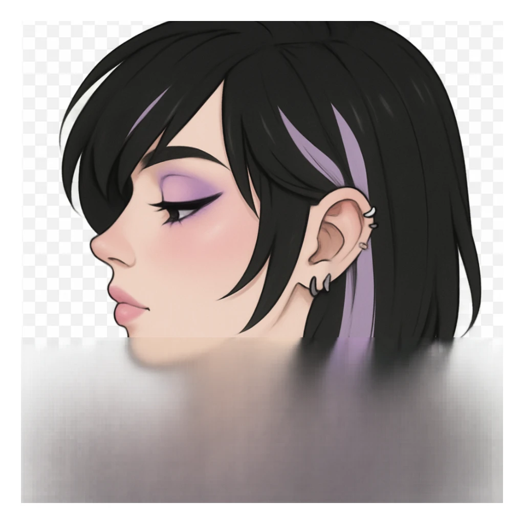 emo girl profile, pastel makeup, no background sticker