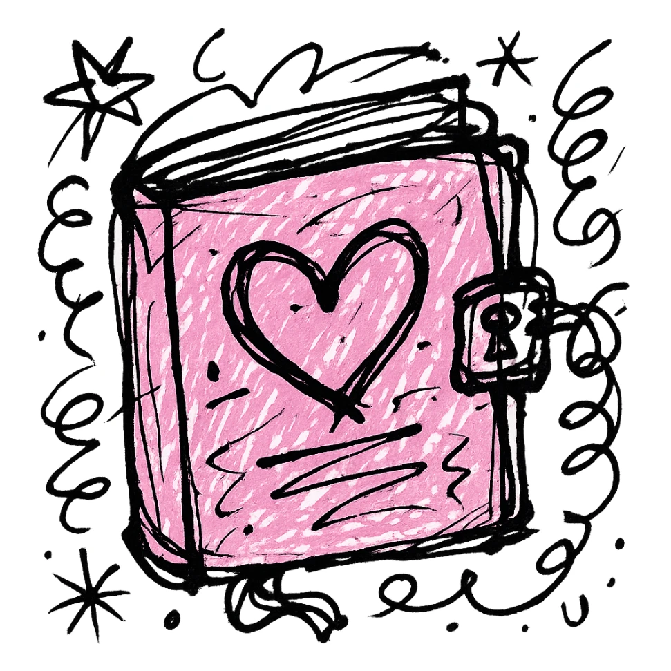 pink diary, chaotic doodle style sticker