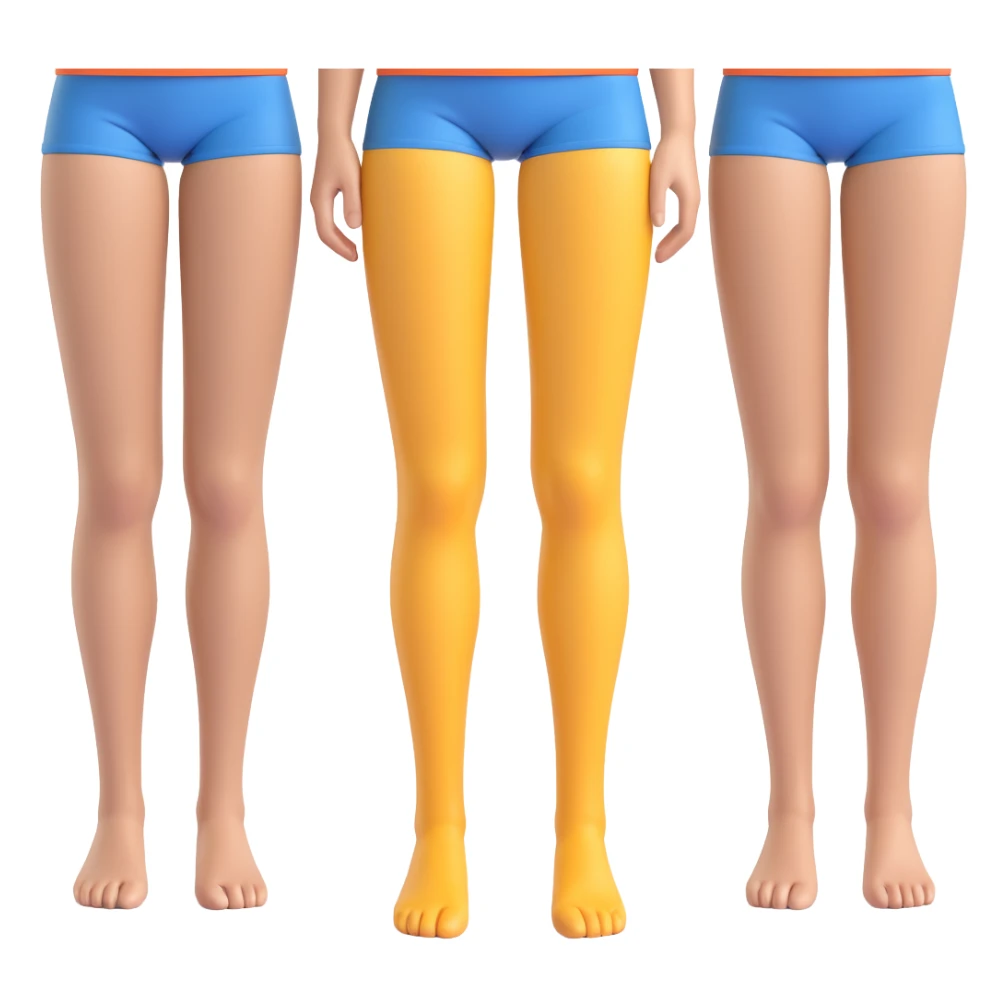 Add more visible, realistic hair to both legs, maintaining the 3D Microsoft fluent emoji style and natural skin texture. Preserve the transparent background and the overall natural look of the legs. sticker