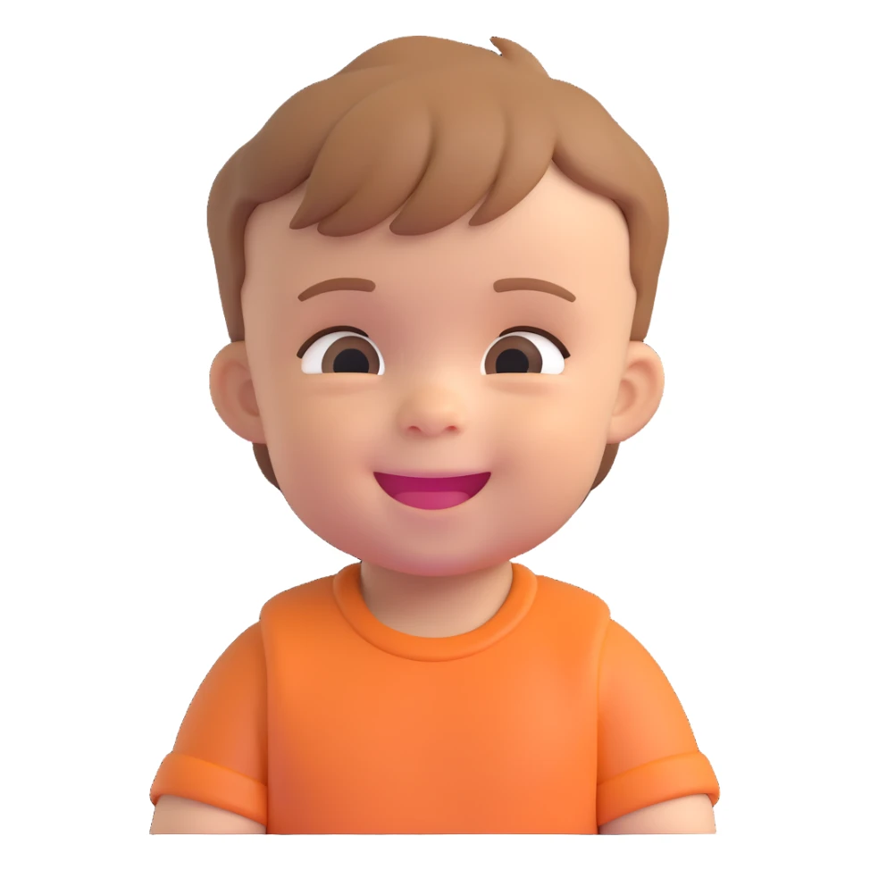 adorable baby boy with light brown hair, happy sticker