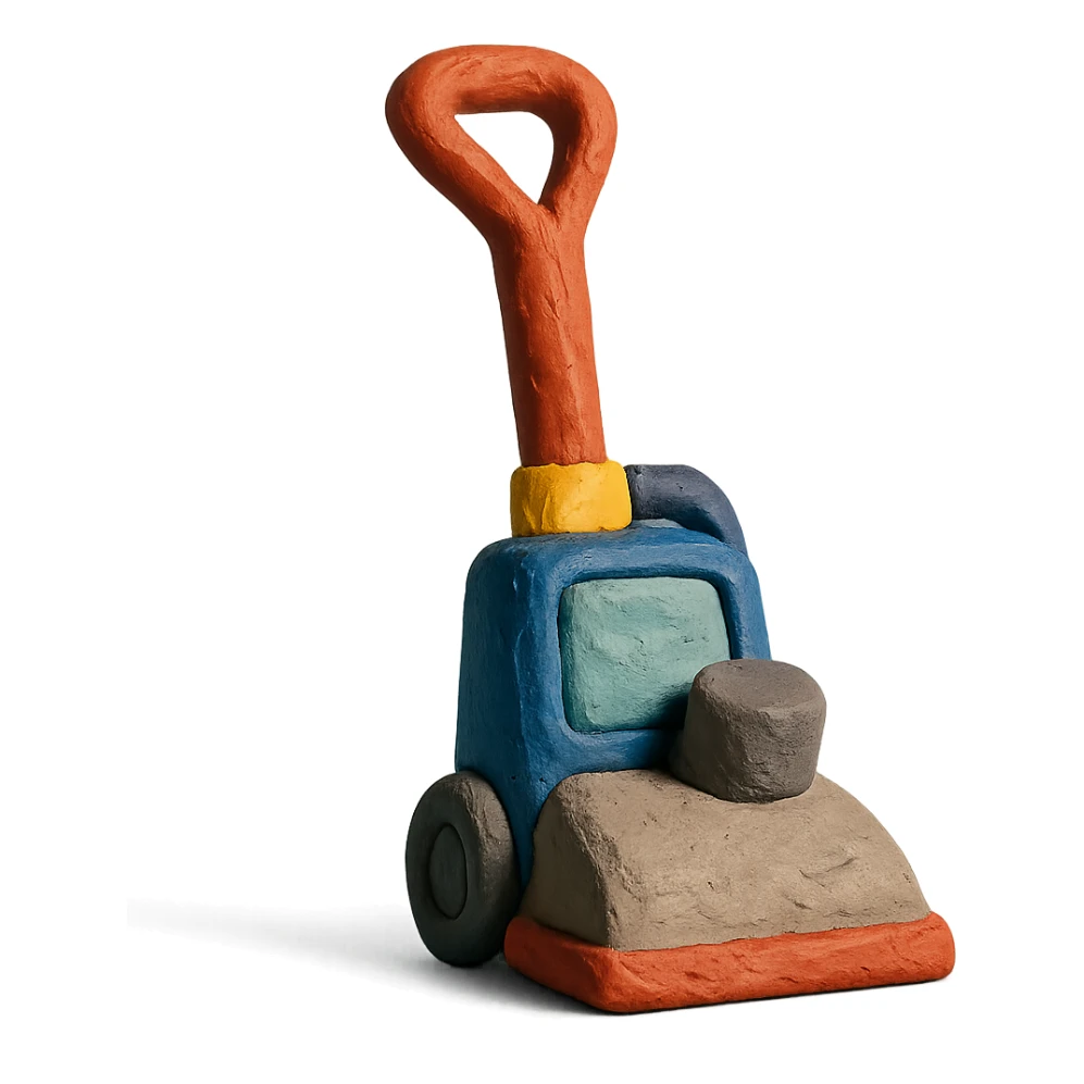 claymation style carpet shampooer, detailed sticker