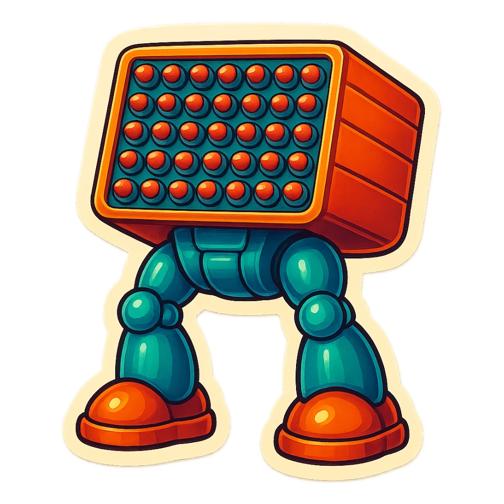 a 6x8 missile battery attached to robot legs sticker