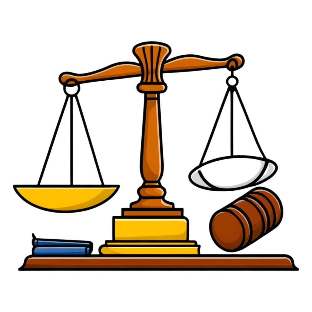 Gavel with law book and scales sticker