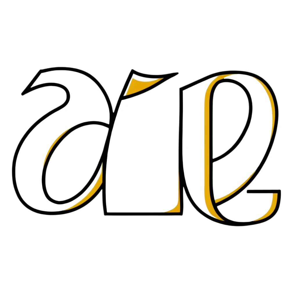 letters BLK with gold outline sticker