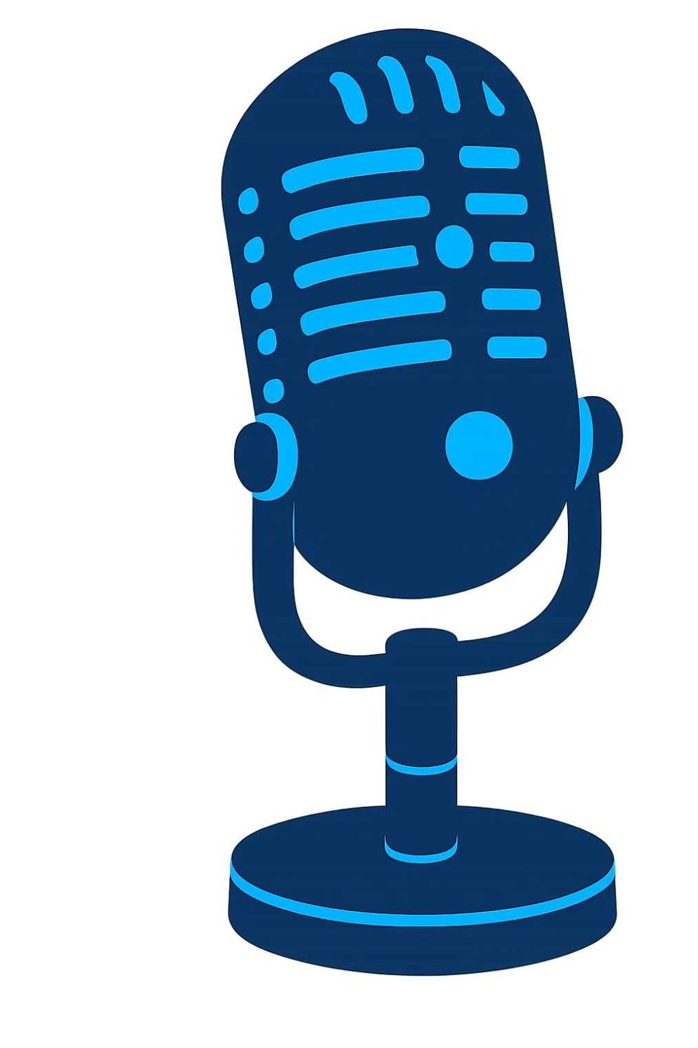 A microphone emoji in colors #1E284A and #1FA8E0 sticker