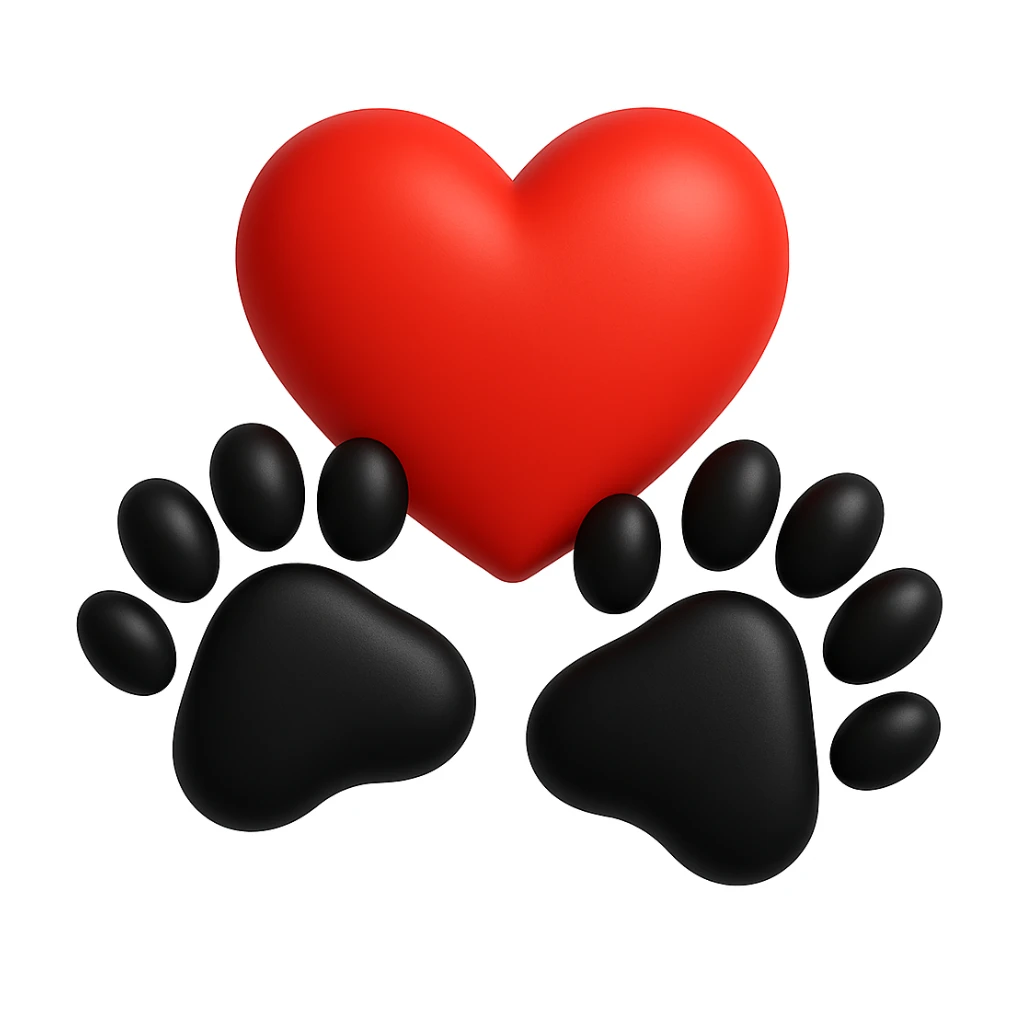 Make the puppy paws black, keep the heart and original style (original style was microsoft style 3d fluent emojis) sticker