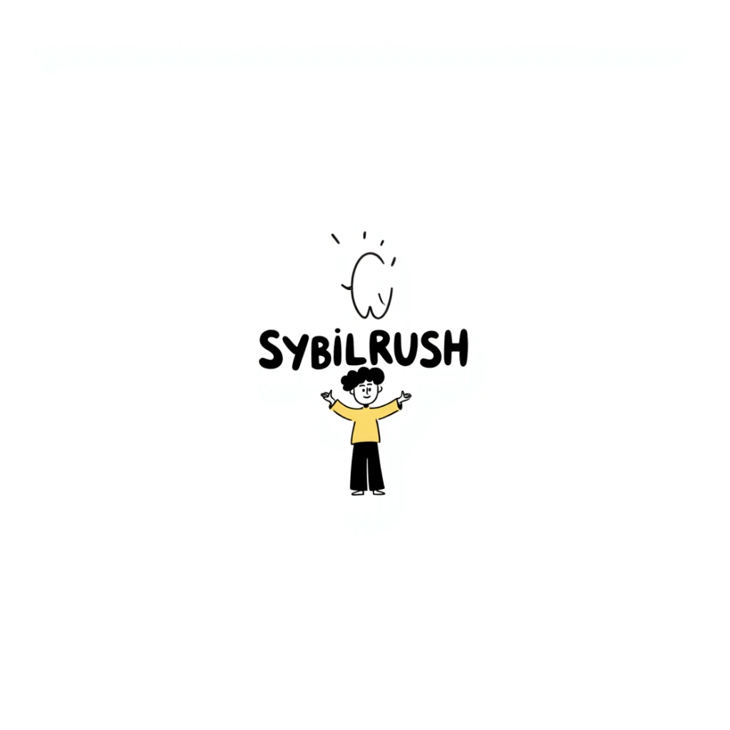 The word "SYBILRUSH" written in bold letters sticker