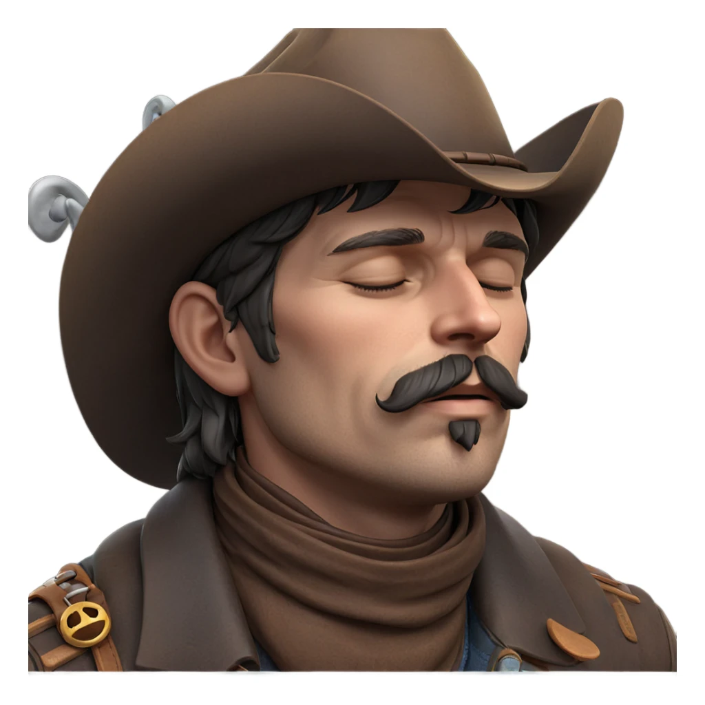 cowboy portrait with closed eyes sticker