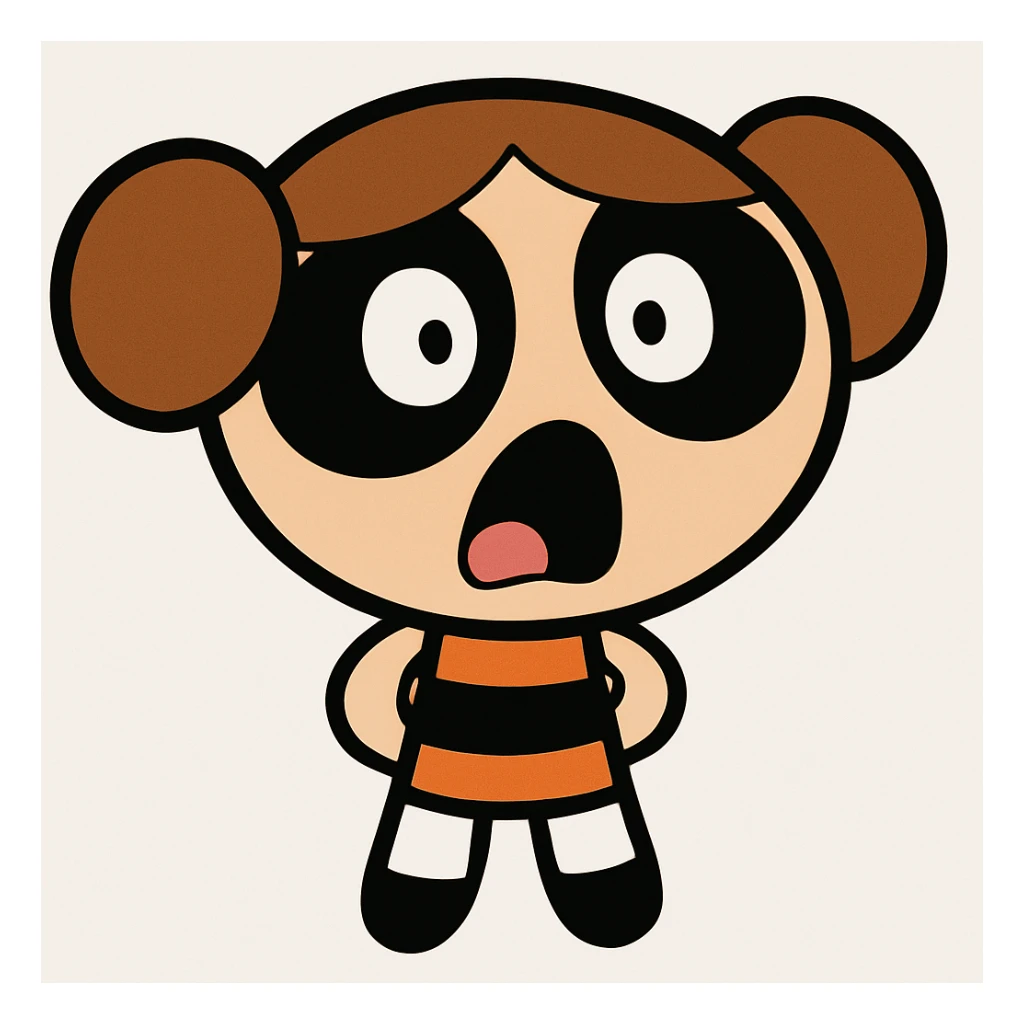 Change the expression to a surprised face, keeping the original cartoon style and quality. sticker