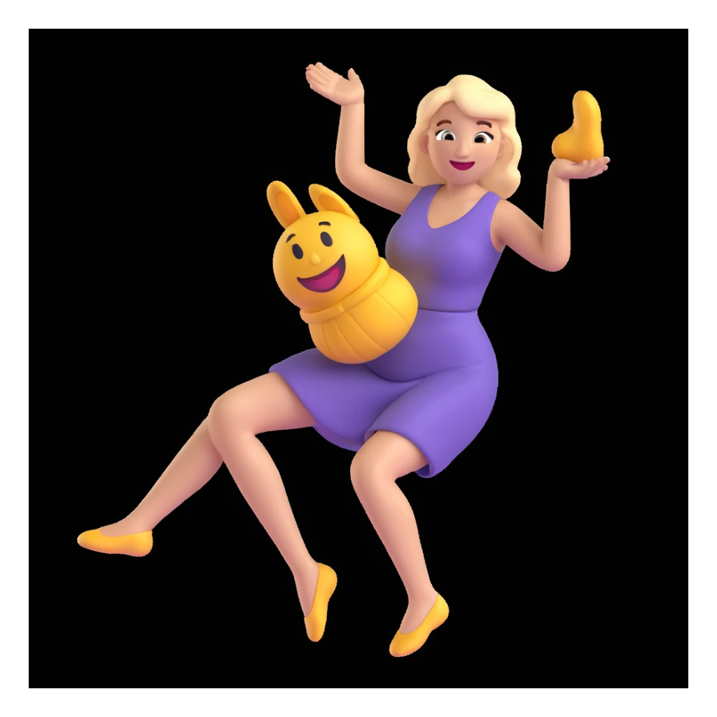 a mom twisting her body in an exaggerated pose as she throws a slipper, emoji style sticker