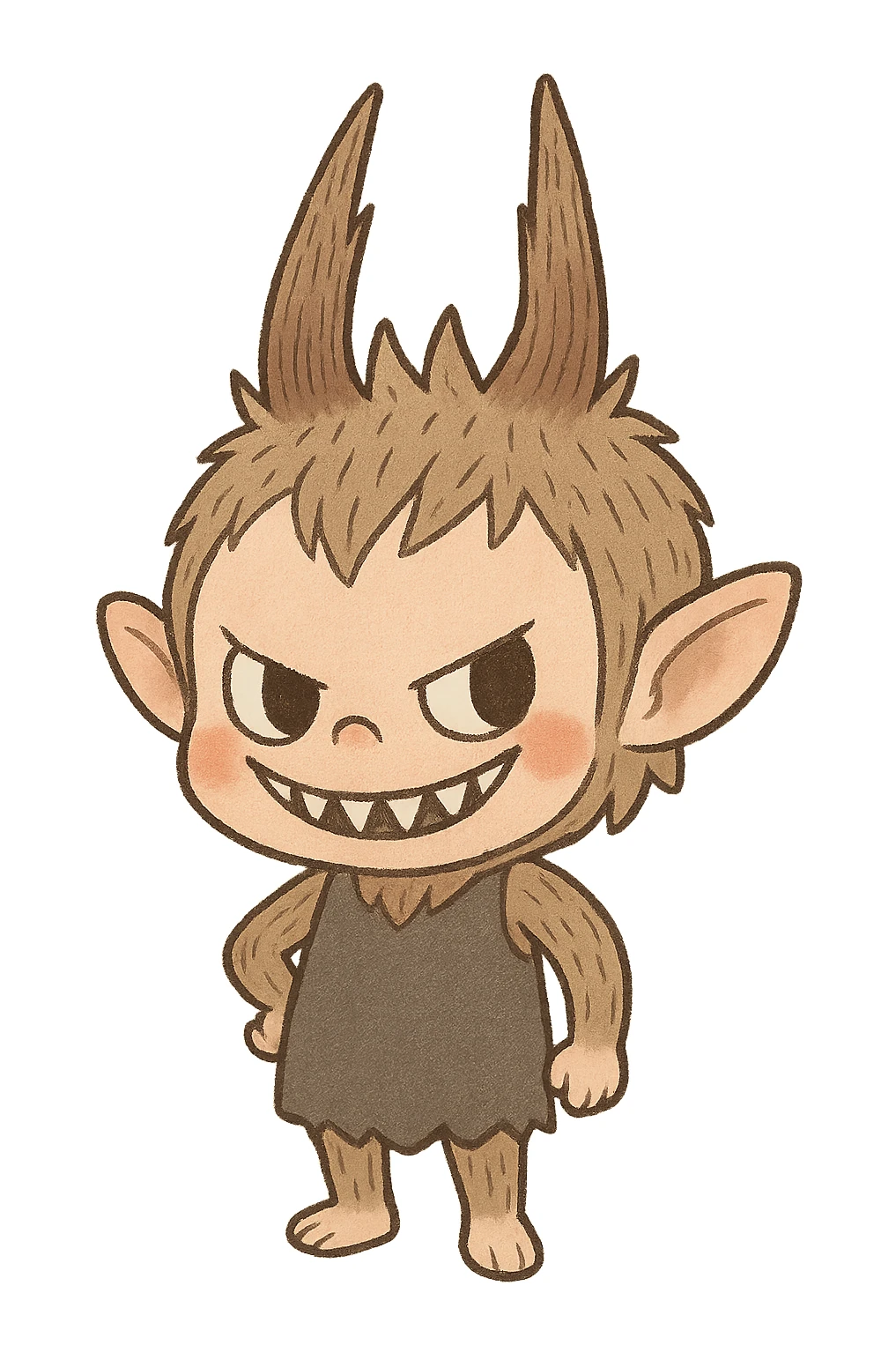 Labubu character, mischievous expression, standing pose, simple background sticker