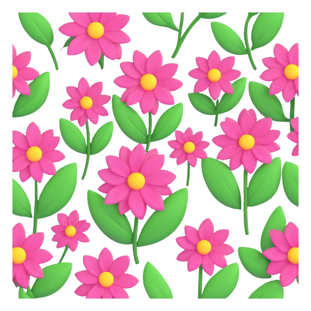 pink flowers with green leaves sticker