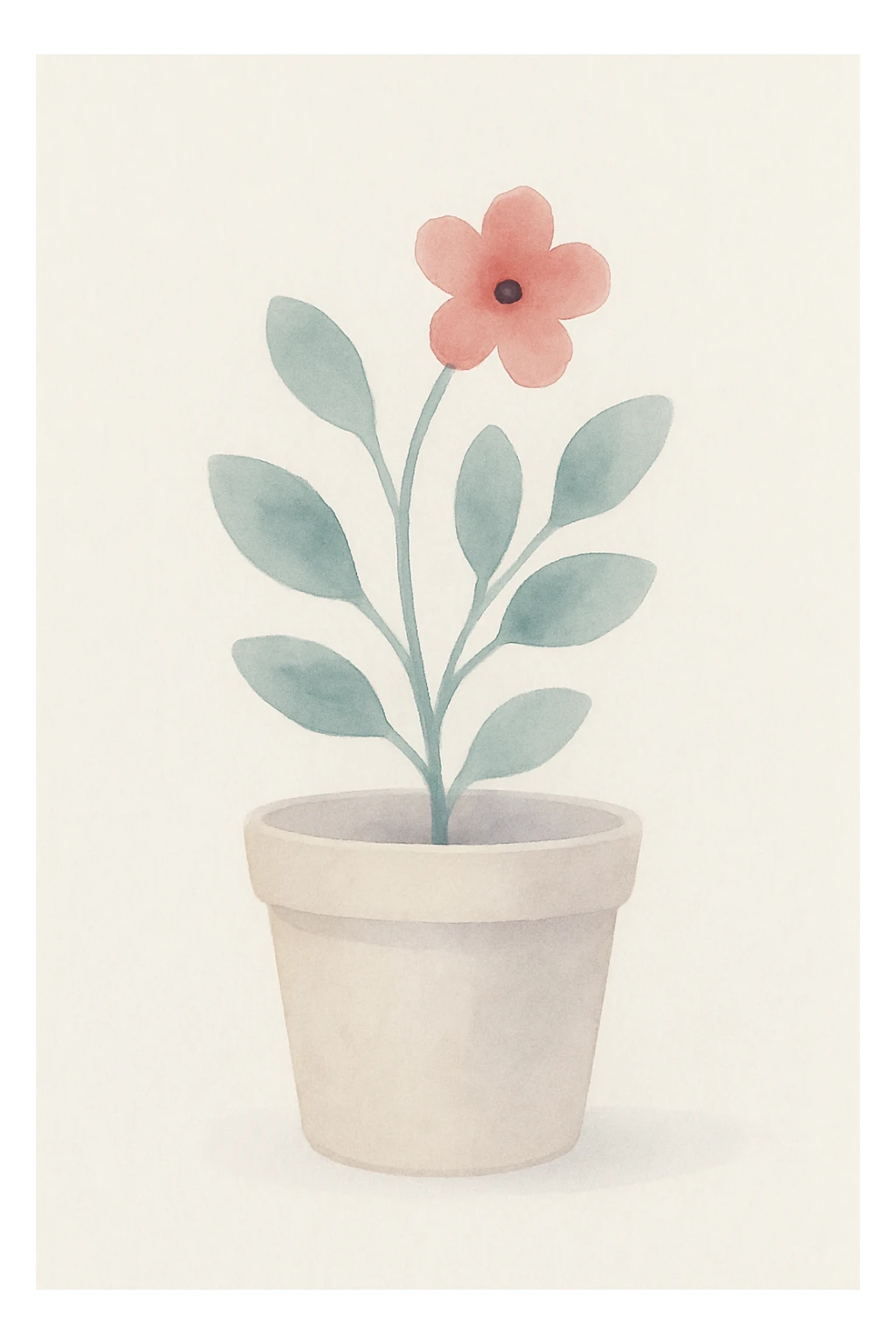 flowerpot watercolor art style sticker