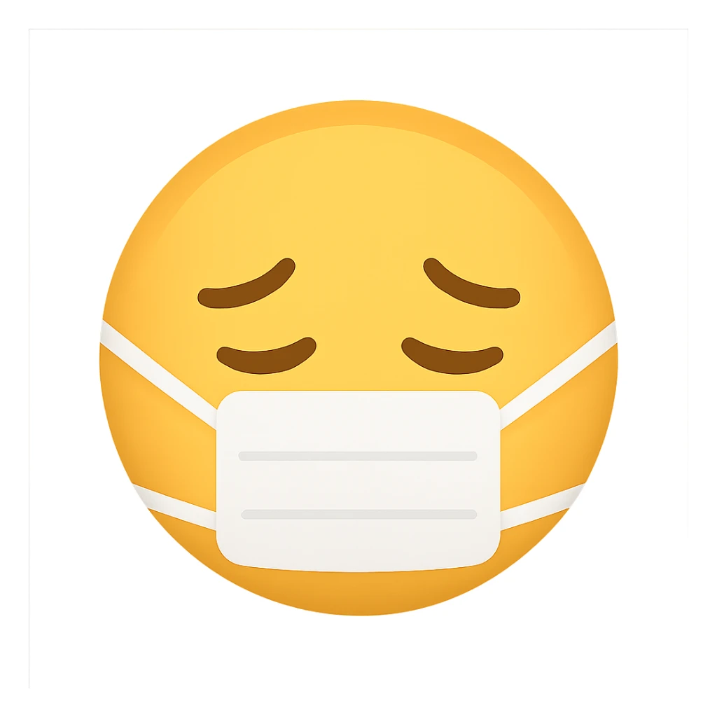 face with medical mask emoji, digital illustration sticker