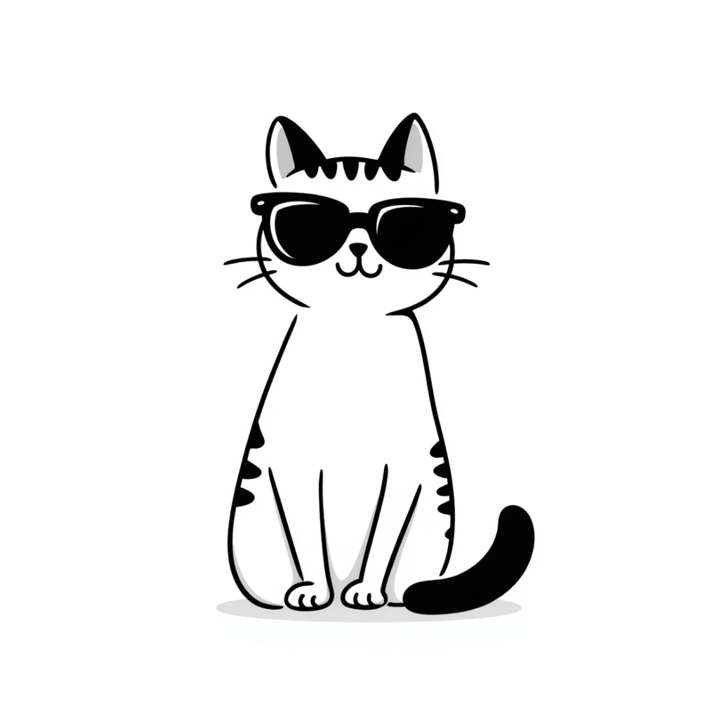 cat wearing sunglasses wearing sunglasses, hand drawn doodle style sticker