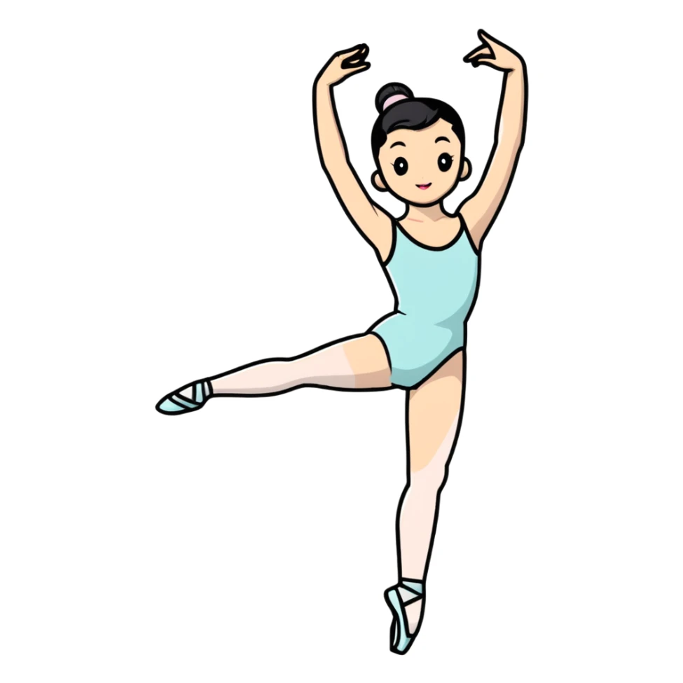 Ballet dancer in a leotard holding number 1 sticker