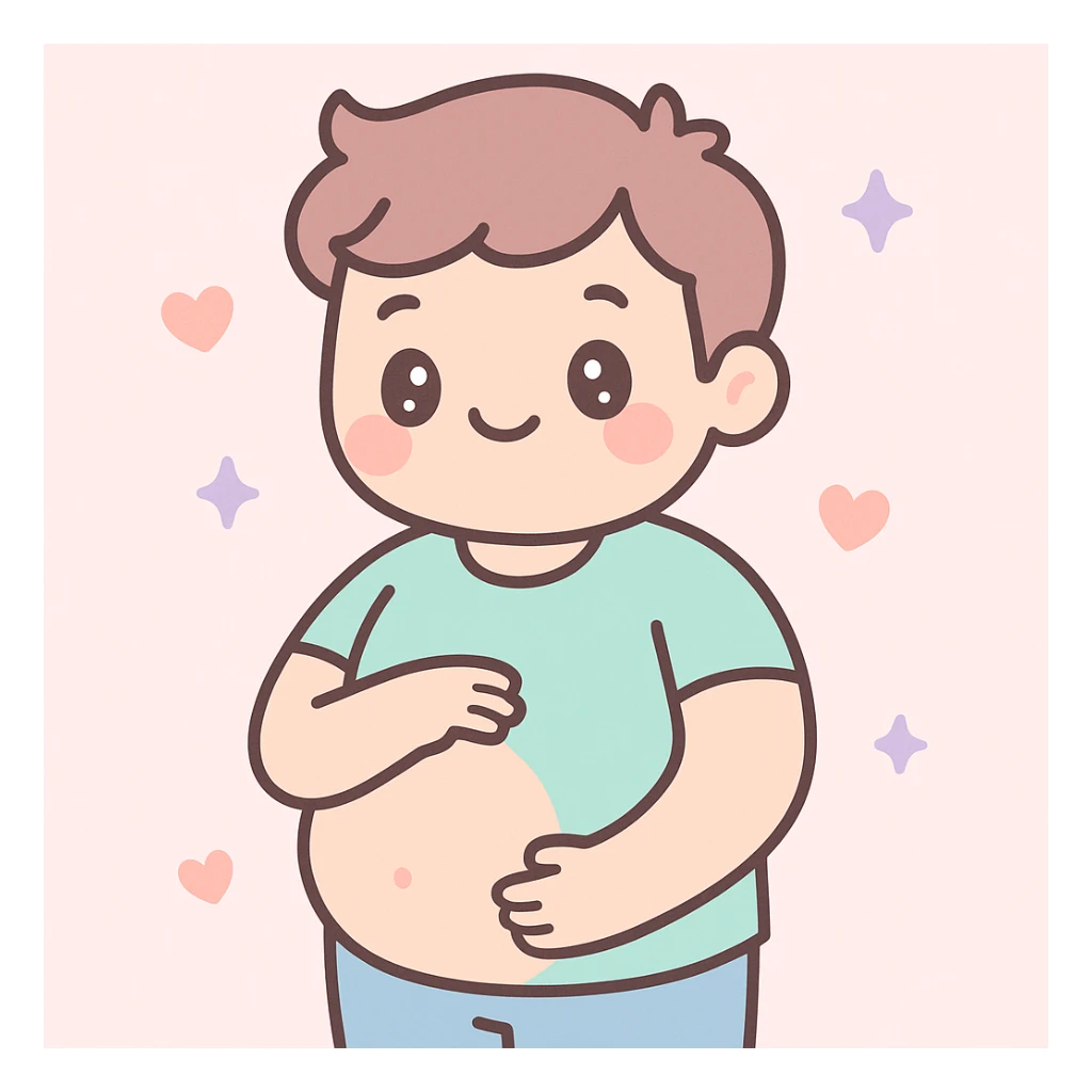 pregnant man, kawaii style, cute, pastel colors, soft and friendly sticker