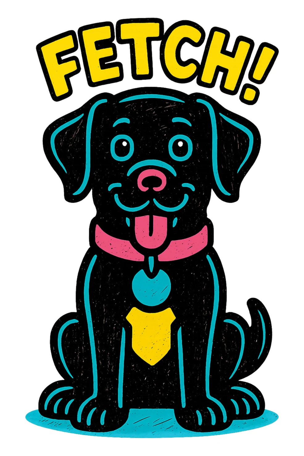 modern graphic style black labrador retriever t-shirt graphic sticker