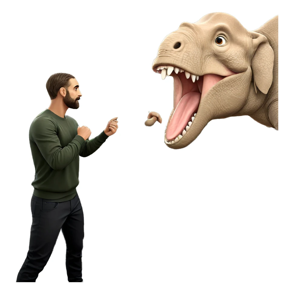 male outdoors with dinosaur elephant sticker