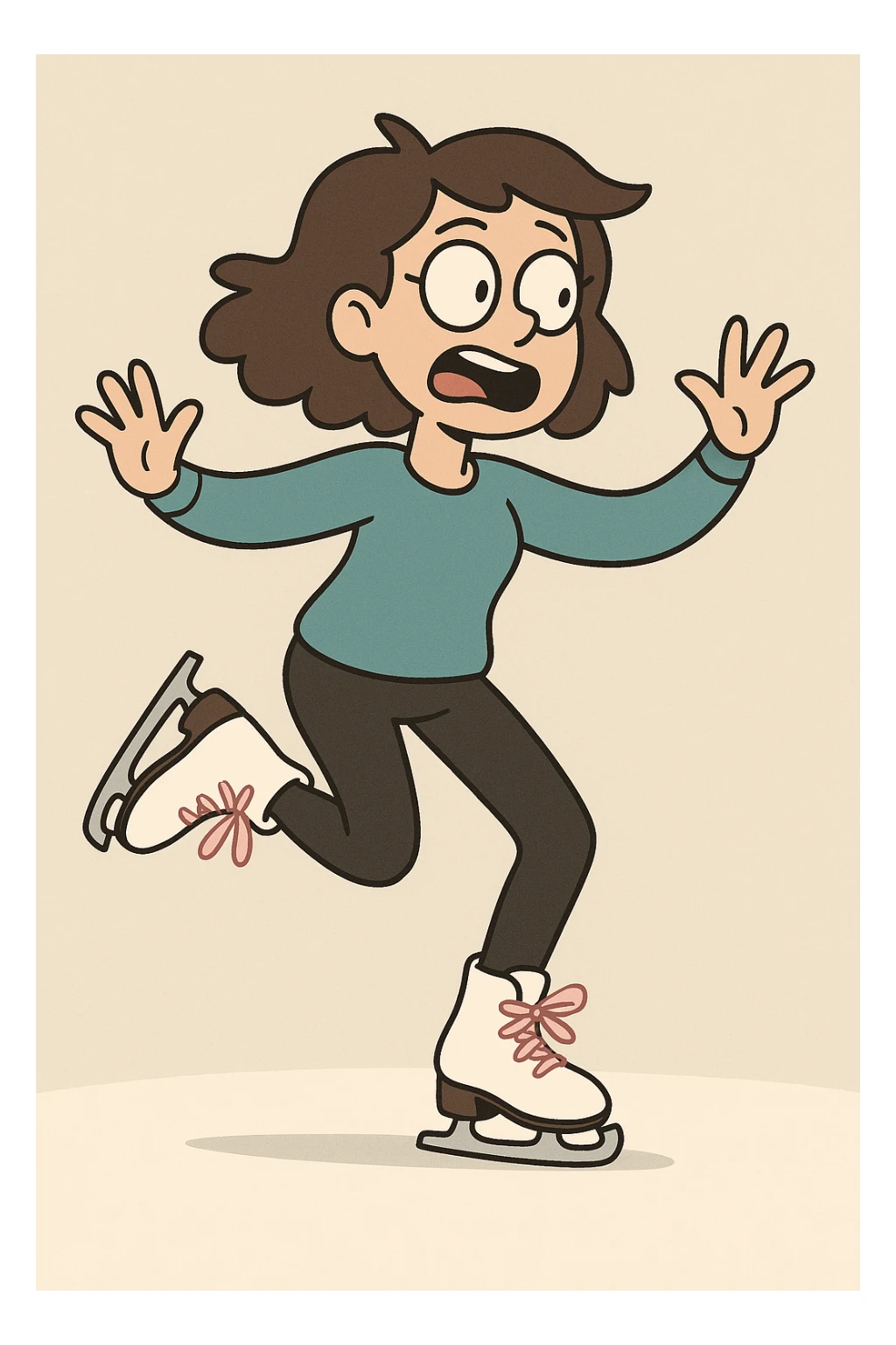 white ice skates with pink ribbon tied, minimal, flat design sticker