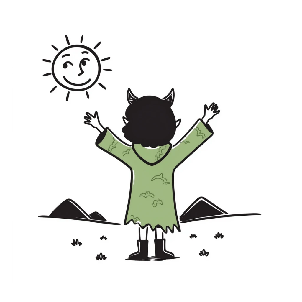 green goblin worshipping the sun sticker